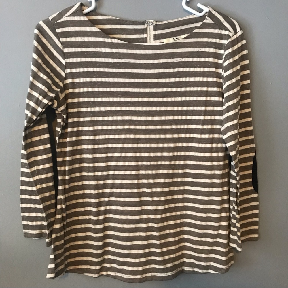 Ya Los Angeles 3/4 Sleeve Striped Top with Elbow Patches Size Medium